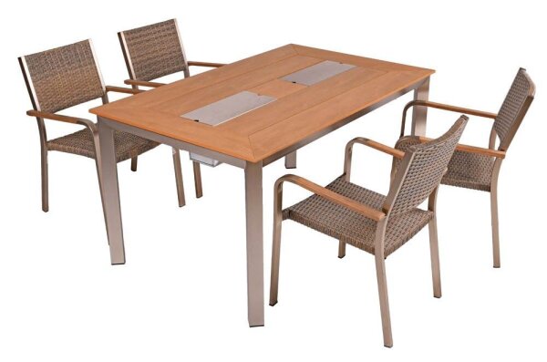 Garden Pleasure Sitzgruppe FLORENCE, silber Kunststoff, Metall, 5-teilig  ( 305397-4 )