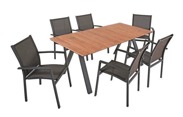 Garden Pleasure Sitzgruppe DAVINA, anthrazit Kunststoff, Metall, 7-teilig