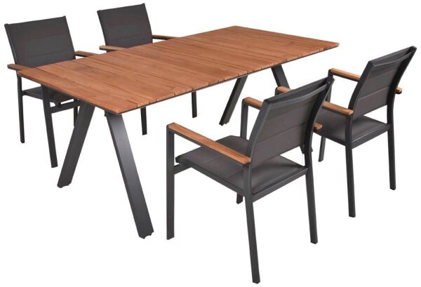 Garden Pleasure Sitzgruppe DAVINA, anthrazit Kunststoff, Metall, 5-teilig