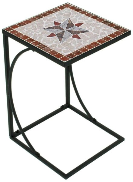 Garden Pleasure Gartentisch AMARILLO braun, grau, rot, beige quadratisch 35,0 x 35,0 x 53,0 cm