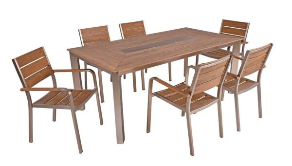 Garden Pleasure Sitzgruppe FLORENCE, silber Kunststoff, Metall, 7-teilig