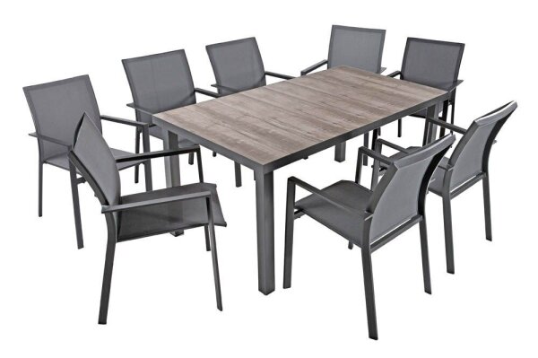 Garden Pleasure Sitzgruppe RANA, grau Kunststoff, Metall, 9-teilig