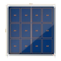 nobo Schaukasten silber 12x DIN A4 92,5 x 6,3 x 97,0 cm, 1 St.