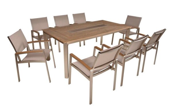 Garden Pleasure Sitzgruppe FLORENCE, silber Kunststoff, Metall, 9-teilig