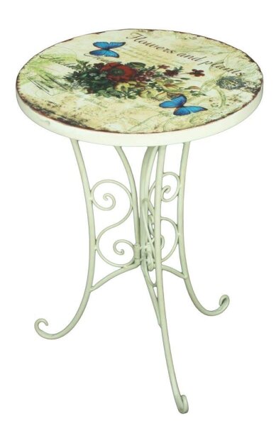 Garden Pleasure Gartentisch FLORAL altweiß rund Ø38 x Ø38 x 53,0 cm