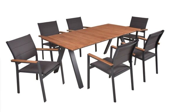 Garden Pleasure Sitzgruppe DAVINA, anthrazit Kunststoff, Metall, 7-teilig