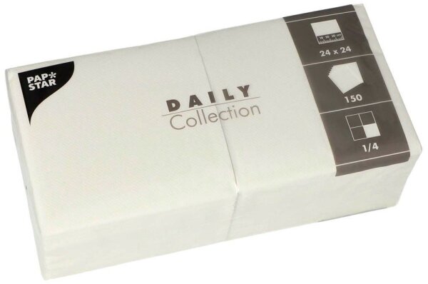 PAPSTAR Servietten Daily Collection weiß 2-lagig 24,0 x 24,0 cm, 150 St.