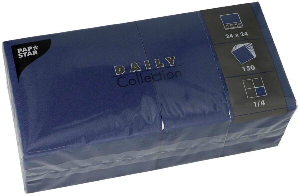PAPSTAR Servietten Daily Collection dunkelblau 2-lagig 24,0 x 24,0 cm, 150 St.