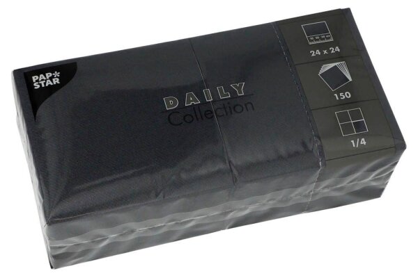 PAPSTAR Servietten Daily Collection schwarz 2-lagig 24,0 x 24,0 cm, 150 St.