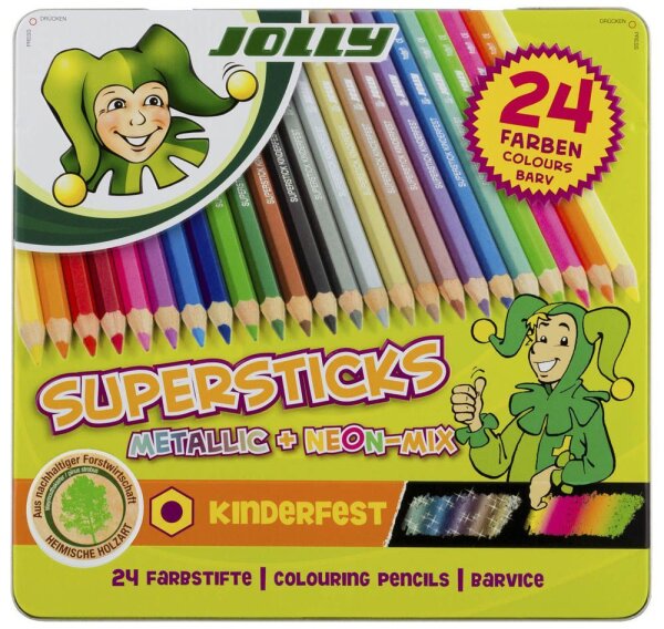 JOLLY SUPERSTICKS METALLIC + NEON-MIX Buntstifte farbsortiert, 24 St.