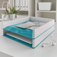 LEITZ Briefablage WOW Duo Colour perlweiß/eisblau DIN A4, 1 St.