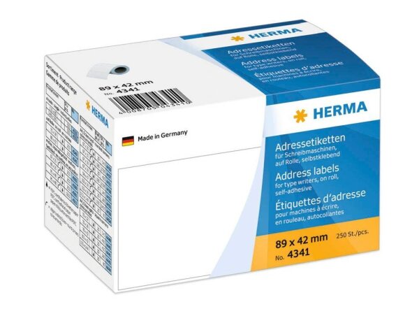 HERMA Adressetiketten 4341 weiß 89,0 x 42,0 mm, 250 Etiketten