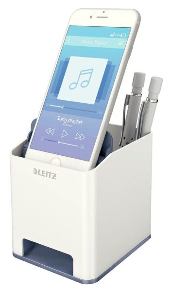 LEITZ Stiftehalter WOW Duo Colour perlweiß/grau Polystyrol 2 Fächer 9,0 x 10,1 x 10,0 cm