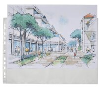OXFORD Prospekthüllen DIN A3 quer transparent genarbt 0,09 mm, 25 St.