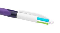 BIC 4-Farben-Kugelschreiber 4 Colours GRIP Fashion lila/weiß, Schreibfarbe: hellgrün, rosa, violett, türkis, 1 St.