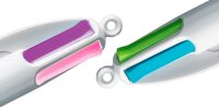 BIC 4-Farben-Kugelschreiber 4 Colours GRIP Fashion lila/weiß, Schreibfarbe: hellgrün, rosa, violett, türkis, 1 St.
