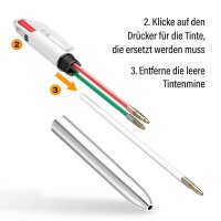 BIC 4-Farben-Kugelschreiber 4 Colours Shine metallic-silber, Schreibfarbe: blau, schwarz, rot, grün, 1 St.