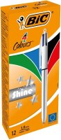 BIC 4-Farben-Kugelschreiber 4 Colours Shine metallic-silber, Schreibfarbe: blau, schwarz, rot, grün, 1 St.