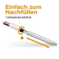 BIC 4-Farben-Kugelschreiber 4 Colours Shine metallic-silber, Schreibfarbe: blau, schwarz, rot, grün, 1 St.