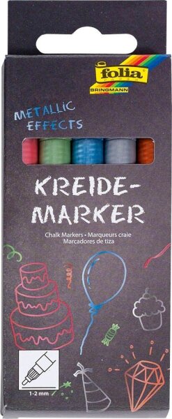 folia METALLIC EFFECTS Kreidemarker farbsortiert 1,0 - 2,0 mm, 5 St.