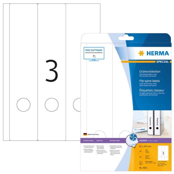 HERMA Ordneretiketten 4831 weiß, 25 Blatt