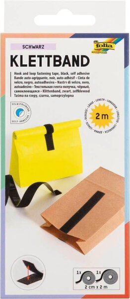 folia Klettband schwarz, 2 Rollen