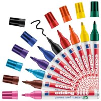 edding 3000 Permanentmarker farbsortiert 1,5 - 3,0 mm, 10...