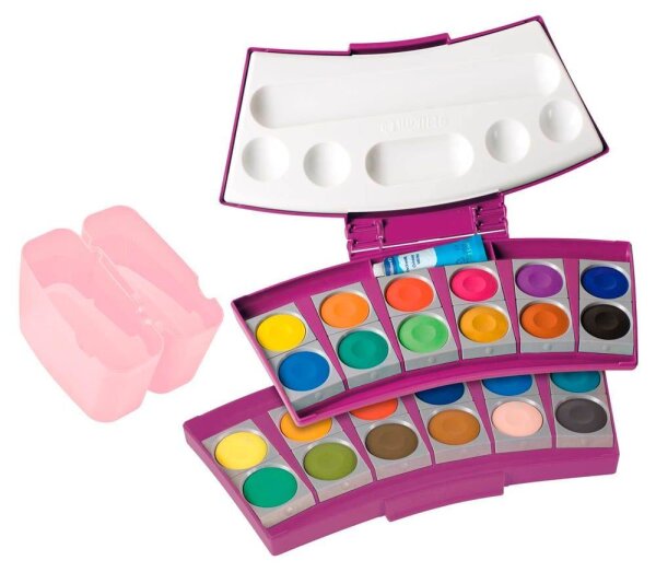 Pelikan ProColor Wasserfarbkasten 2 Wasserboxen + Deckweiß und 24 Farben