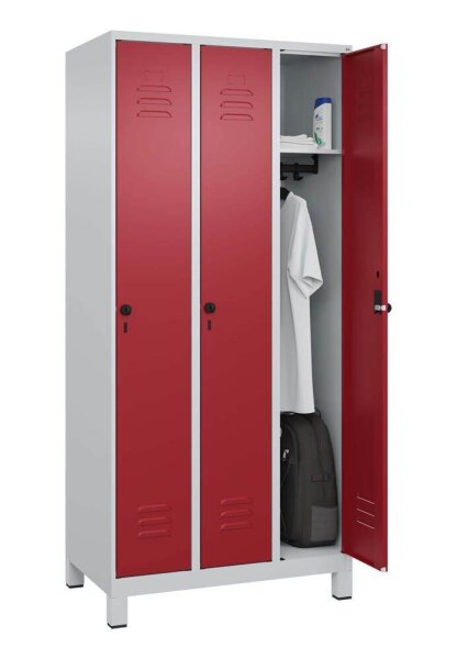 CP Spind Classic Plus lichtgrau, rubinrot 080010-30 S10001, 3 Schließfächer 90,0 x 50,0 x 195,0 cm