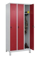 CP Spind Classic Plus lichtgrau, rubinrot 080010-30 S10001, 3 Schließfächer 90,0 x 50,0 x 195,0 cm