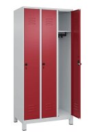 CP Spind Classic Plus lichtgrau, rubinrot 080010-30 S10001, 3 Schließfächer 90,0 x 50,0 x 195,0 cm