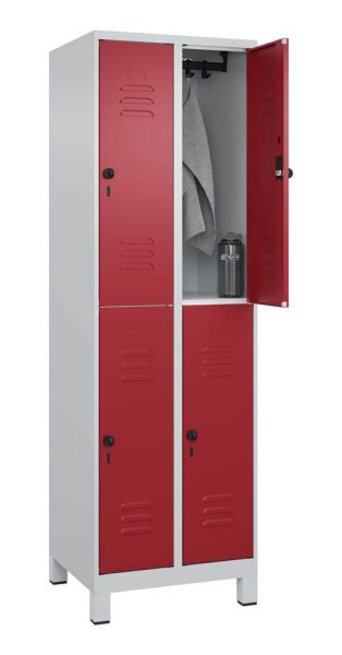 CP Spind Classic Plus lichtgrau, rubinrot 080310-20 S10001, 4 Schließfächer 60,0 x 50,0 x 195,0 cm