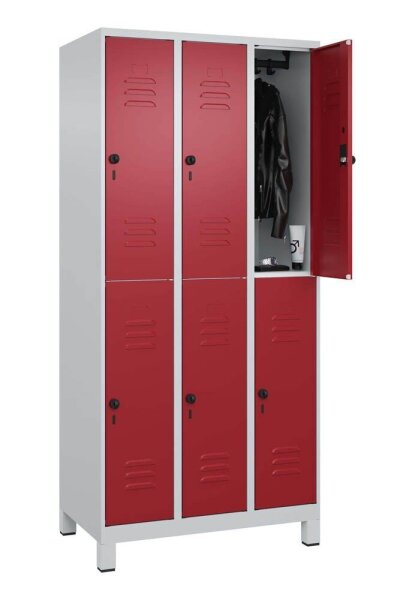 CP Spind Classic Plus lichtgrau, rubinrot 080310-30 S10001, 6 Schließfächer 90,0 x 50,0 x 195,0 cm