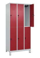 CP Spind Classic Plus lichtgrau, rubinrot 080310-30 S10001, 6 Schließfächer 90,0 x 50,0 x 195,0 cm