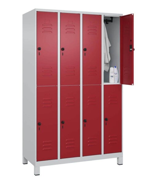 CP Spind Classic Plus lichtgrau, rubinrot 080310-40 S10001, 8 Schließfächer 120,0 x 50,0 x 195,0 cm