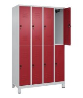 CP Spind Classic Plus lichtgrau, rubinrot 080310-40 S10001, 8 Schließfächer 120,0 x 50,0 x 195,0 cm