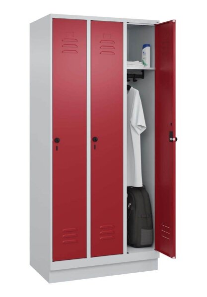 CP Spind Classic PLUS lichtgrau, rubinrot 080020-30 S10001, 3 Schließfächer 90,0 x 50,0 x 195,0 cm