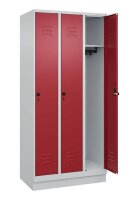 CP Spind Classic PLUS lichtgrau, rubinrot 080020-30 S10001, 3 Schließfächer 90,0 x 50,0 x 195,0 cm