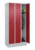 CP Spind Classic PLUS lichtgrau, rubinrot 080020-30 S10001, 3 Schließfächer 90,0 x 50,0 x 195,0 cm