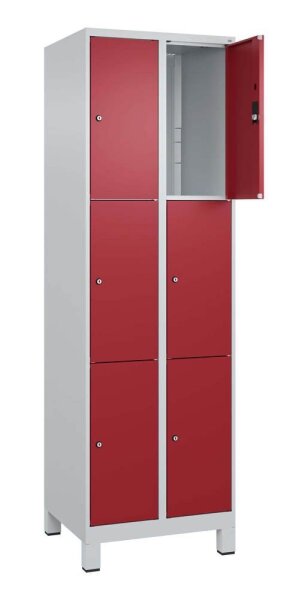 CP Schließfachschrank Classic Plus lichtgrau, rubinrot 080010-203 S10001, 6 Schließfächer 60,0 x 50,0 x 195,0 cm