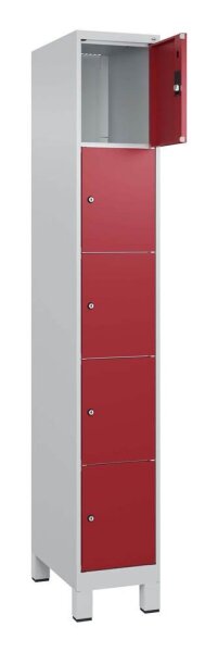 CP Schließfachschrank Classic Plus lichtgrau, rubinrot 080010-105 S10001, 5 Schließfächer 30,0 x 50,0 x 195,0 cm