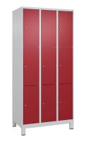 CP Schließfachschrank Classic Plus lichtgrau, rubinrot 080010-303 S10001, 9 Schließfächer 90,0 x 50,0 x 195,0 cm