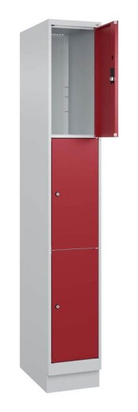 CP Schließfachschrank Classic PLUS lichtgrau, rubinrot 080020-103 S10001, 3 Schließfächer 30,0 x 50,0 x 195,0 cm