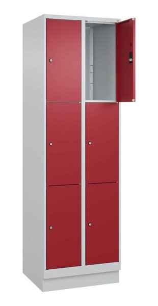 CP Schließfachschrank Classic PLUS lichtgrau, rubinrot 080020-203 S10001, 6 Schließfächer 60,0 x 50,0 x 195,0 cm