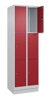 CP Schließfachschrank Classic PLUS lichtgrau, rubinrot 080020-203 S10001, 6 Schließfächer 60,0 x 50,0 x 195,0 cm