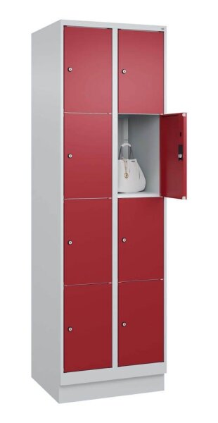 CP Schließfachschrank Classic PLUS lichtgrau, rubinrot 080020-204 S10001, 8 Schließfächer 60,0 x 50,0 x 185,0 cm