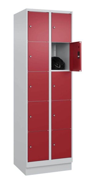 CP Schließfachschrank Classic PLUS lichtgrau, rubinrot 080020-205 S10001, 10 Schließfächer 60,0 x 50,0 x 195,0 cm