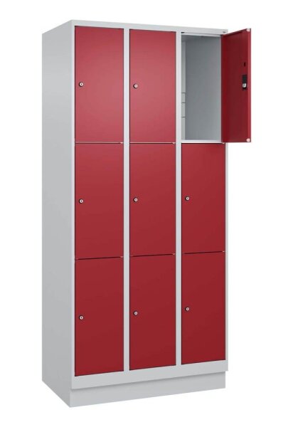 CP Schließfachschrank Classic PLUS lichtgrau, rubinrot 080020-303 S10001, 9 Schließfächer 90,0 x 50,0 x 195,0 cm