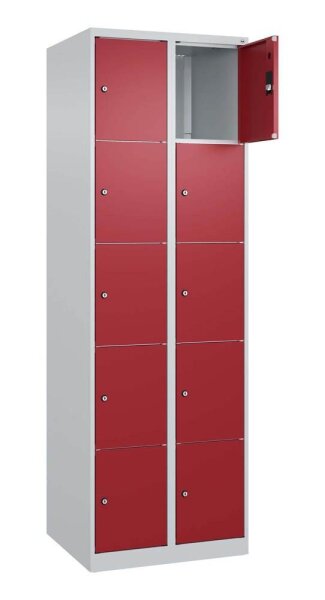 CP Schließfachschrank Classic Plus lichtgrau, rubinrot 080000-205 S10001, 10 Schließfächer 60,0 x 50,0 x 185,0 cm
