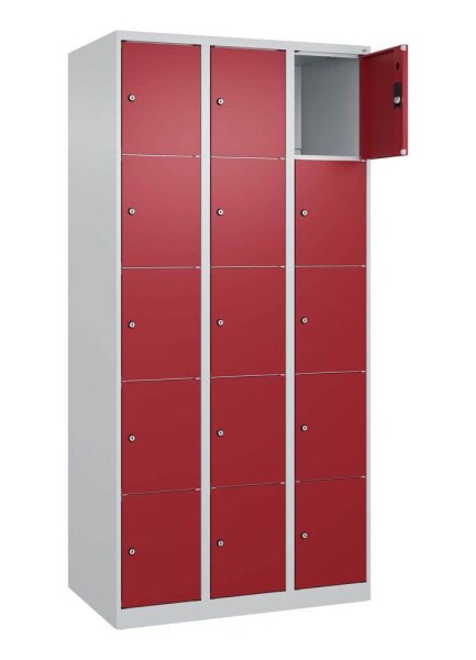CP Schließfachschrank Classic Plus lichtgrau, rubinrot 080000-305 S10001, 15 Schließfächer 90,0 x 50,0 x 185,0 cm